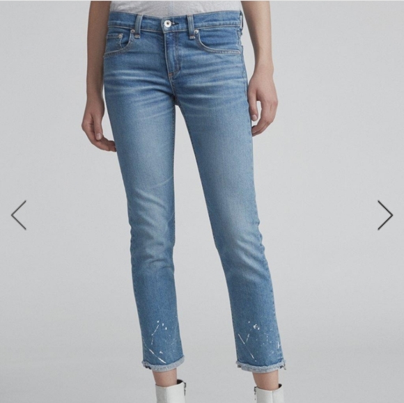 rag & bone Dre Capri Painted Mid Waist Jeans Size 29 Blue - Picture 11 of 11
